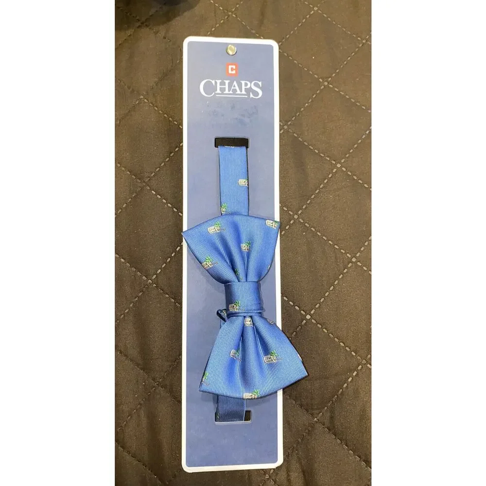 Chaps Bow Tie Men’s Blue Yellow Drinks Brand NEW Silk Tie Free Shipping Msrp $48
